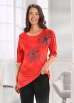 Longshirt mit silberfarbener Flatlock-Naht in 2 Farben ORANGE