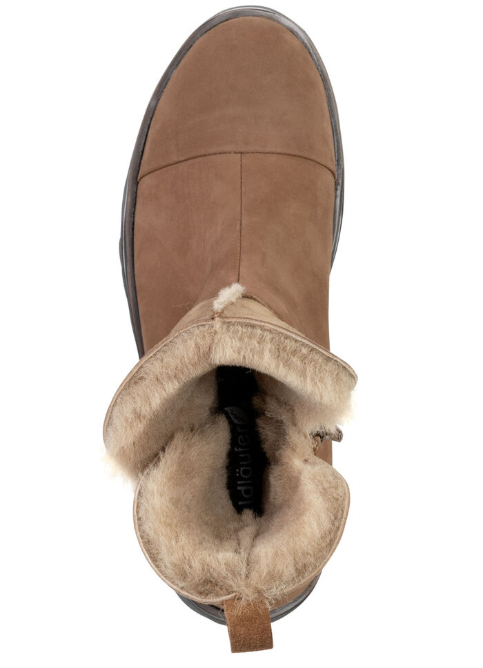 Waldläufer Stiefelette mit kuscheligem Kragen aus Lammfell BRAUN