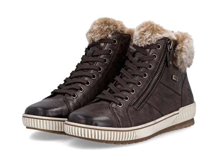 Remonte, gef&uuml;tterte Damen-Boots, Winterschuhe, Weite G, mit herausnehmbarem Fussbett DUNKELBRAUN