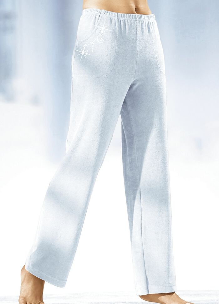 Hose mit h&uuml;bscher Schmucksteinzier   WEISS
