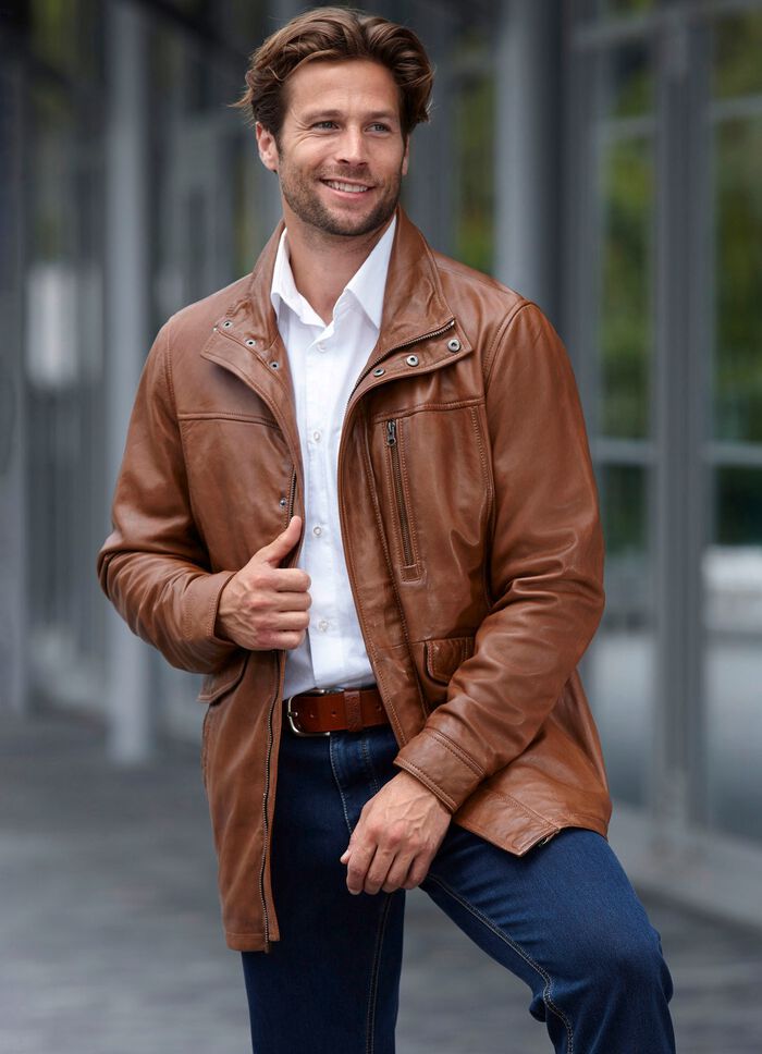 Lederjacke mit Doppeltaschen 