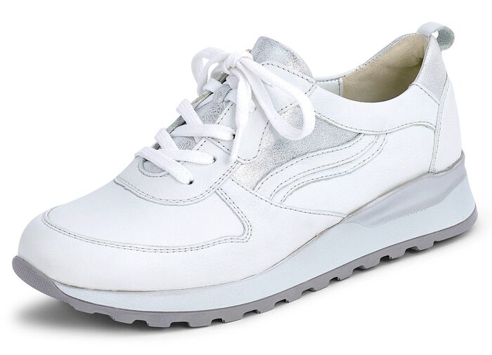 Waldläufer Schnürschuh in modernem Dessin WEISS-SILBER
