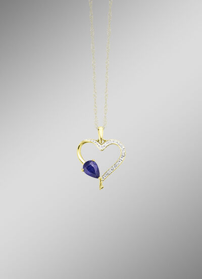 Anhänger in Herzform mit echt Safir 