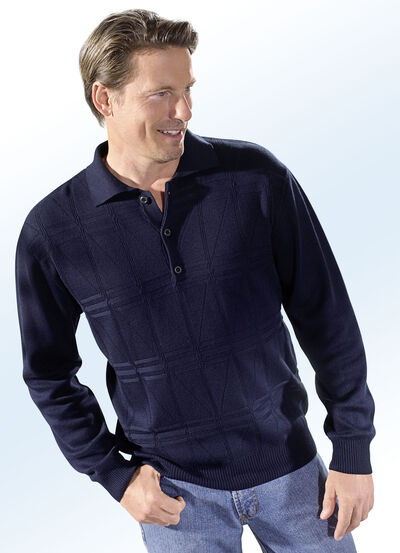 Polopullover mit kurzer Knopfleiste in 3 Farben  Polopullover mit kurzer Knopfleiste in 3 Farben