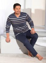 Pyjama mit V-Ausschnitt und garngef&auml;rbtem Ringeldessin 