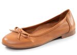 Andrea Conti, schicke Damen-Ballerinas, Weite G, mit herausnehmbarem Fussbett COGNAC