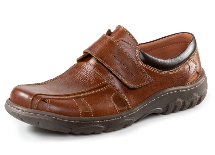 GINO GALANTE Slipper aus genarbtem Rind-Nappaleder COGNAC
