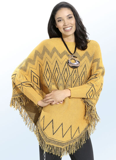 Poncho-Pullover mit Glitzerakzenten 