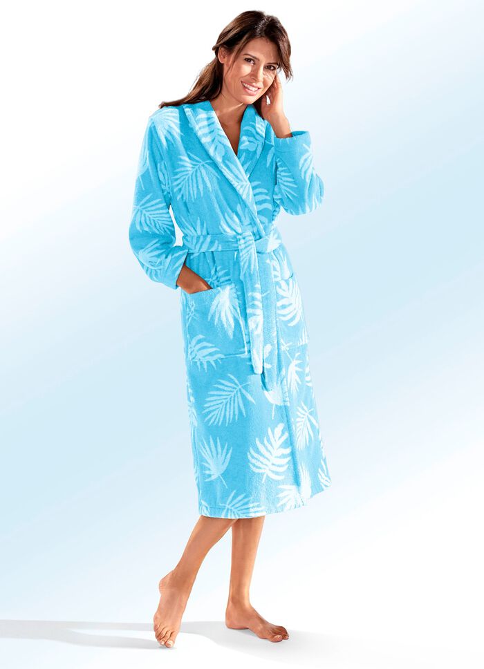 Bademantel in wadenlanger Form T&Uuml;RKIS-WEISS