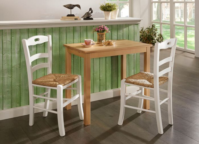 2er-Set Esszimmerst&uuml;hle aus massiver Buche WEISS
