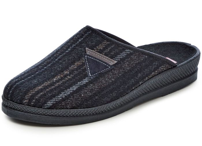 Klassische Herren-Hausschuhe, mit anatomisch geformtem Fussbett SCHWARZ-GRAU