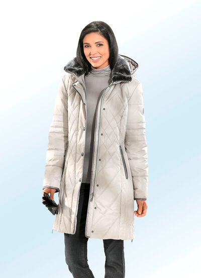 Funktions-Kurzmantel kontrastfarbenen Nappaleder-Imitatpaspeln 