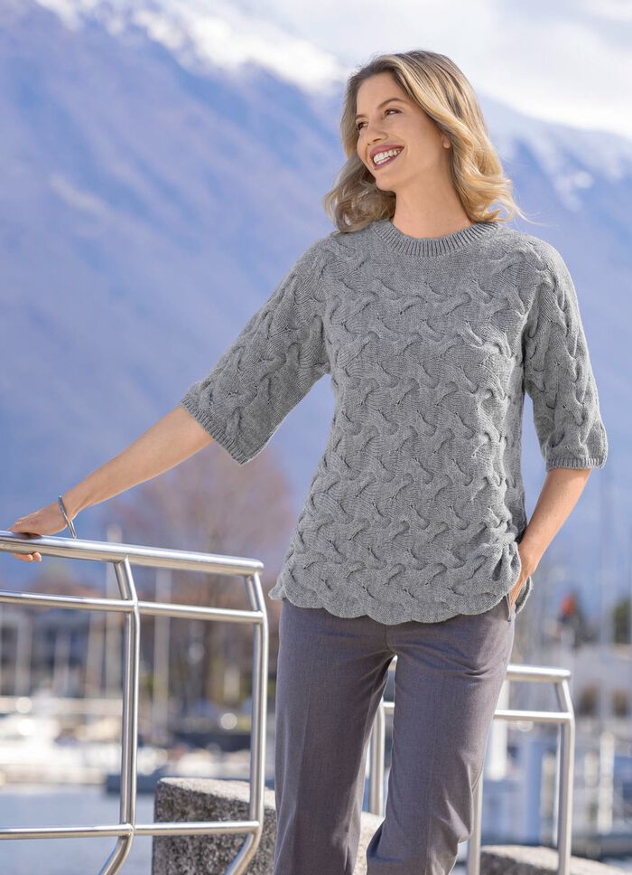 Pullover mit Alpaka GRAU MELIERT