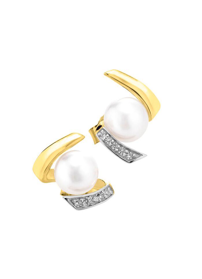 Ohrstecker mit S&uuml;sswasser-Zuchtperlen und synth. Zirkonia 