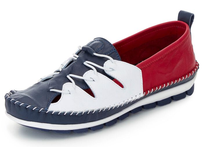 Gemini Slipper mit Knitter-Struktur MARINE-WEISS-ROT