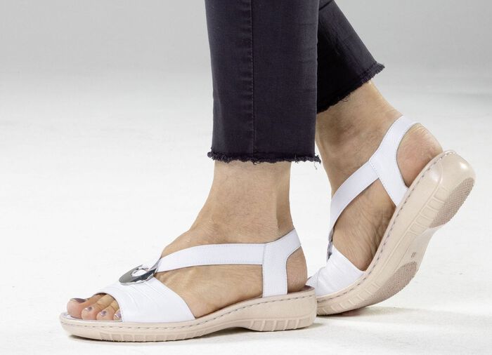 ELENA EDEN, leichte Damen-Sandalen, Weite H, mit Elastik-Bandage WEISS