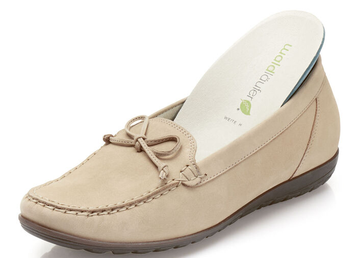 Waldläufer Slipper mit Zierschleife SAND