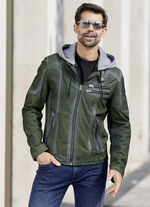 Lederkurzjacke mit Kapuze 