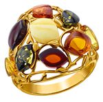 Damenring mit echt buntem Bernstein 