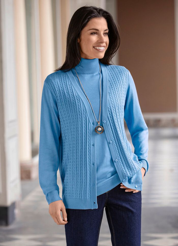 Strickjacke mit Z&ouml;pfchenstruktur BLEU