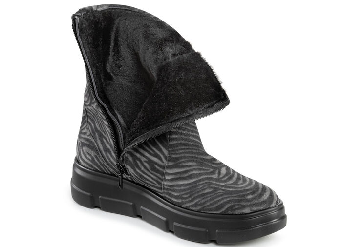 Waldläufer Stiefelette mit Zebra-Dessin SCHWARZ-GRAU