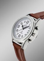 Funk-Damenuhr mit Lederband und sprechender Zeitansage 