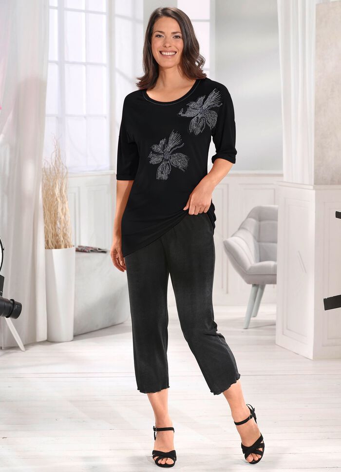 Longshirt mit silberfarbener Flatlock-Naht in 2 Farben 