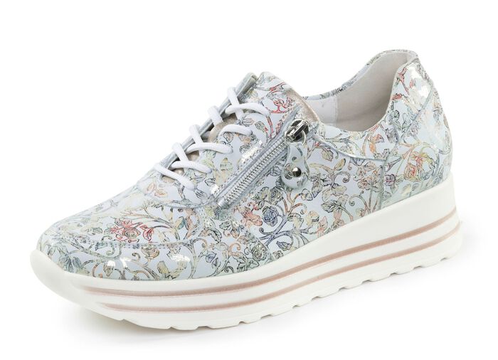 Waldl&auml;ufer Sneaker aus floral bedrucktem Nubukleder 
