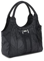 Patchwork-Tasche aus Nappaleder  SCHWARZ