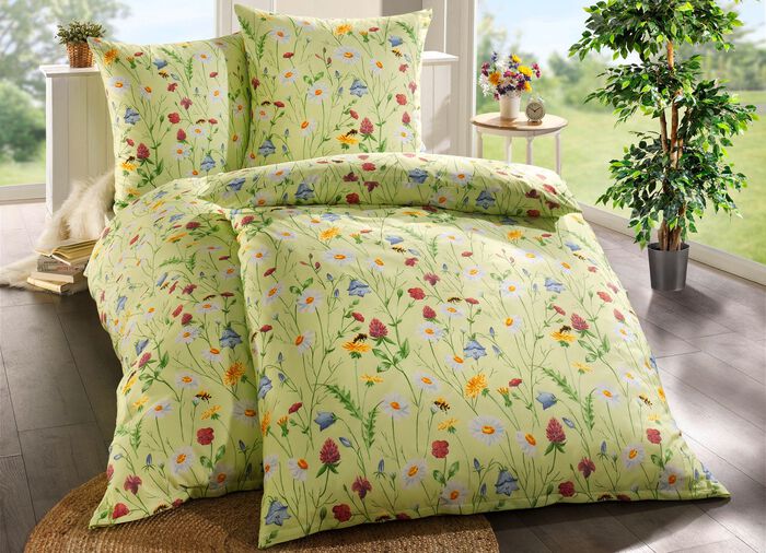 Bettw&auml;sche-Garnitur mit Reissverschluss GR&Uuml;N