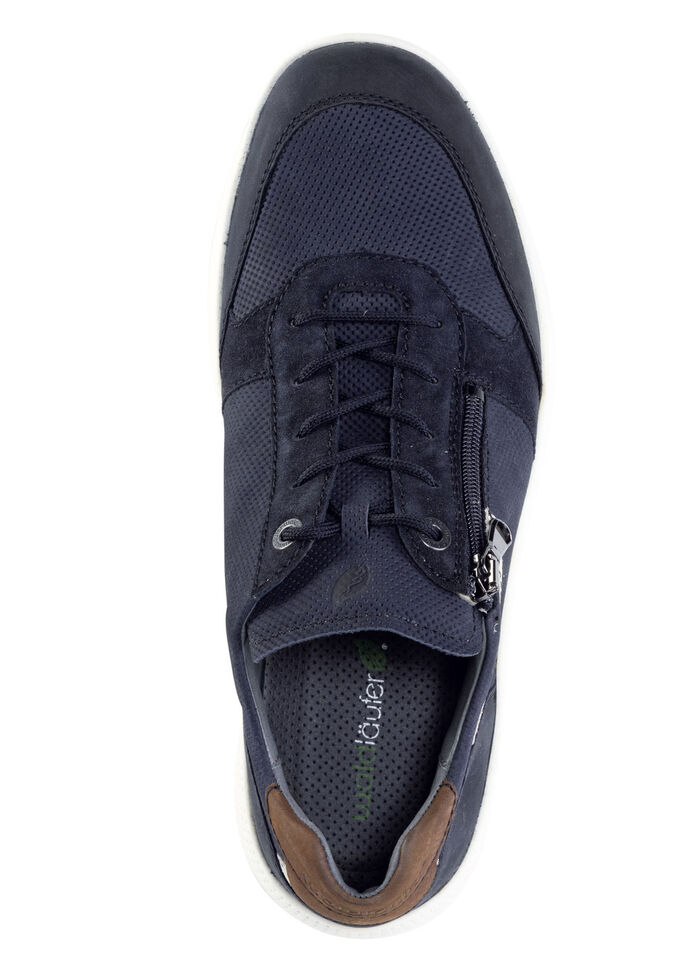 Waldläufer Schnürschuh aus Nubukleder mit Veloursleder-Besätzen DUNKELBLAU-ECRU-BRAUN