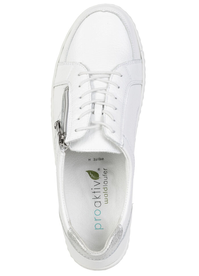 Waldläufer, bequeme Damen-Schnürschuhe, Weite H, mit herausnehmbarem Fussbett WEISS-SILBER