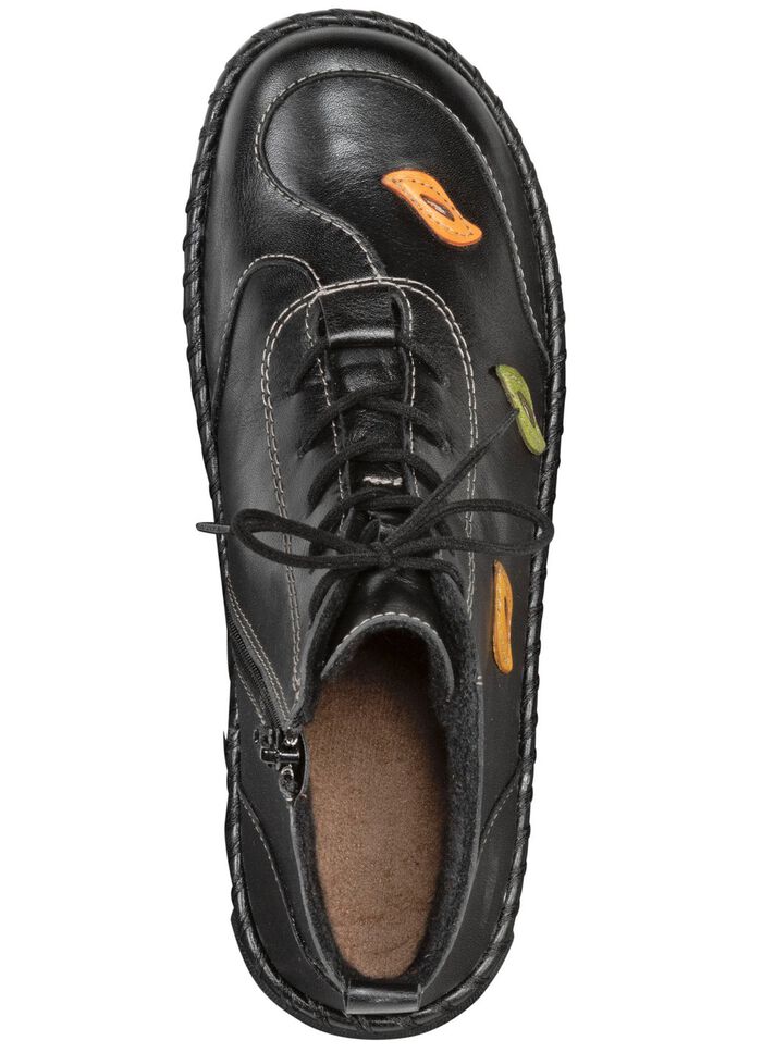 Gemini Schn&uuml;r-Bootie mit pfiffigen, bunten Lederapplikationen SCHWARZ-BUNT