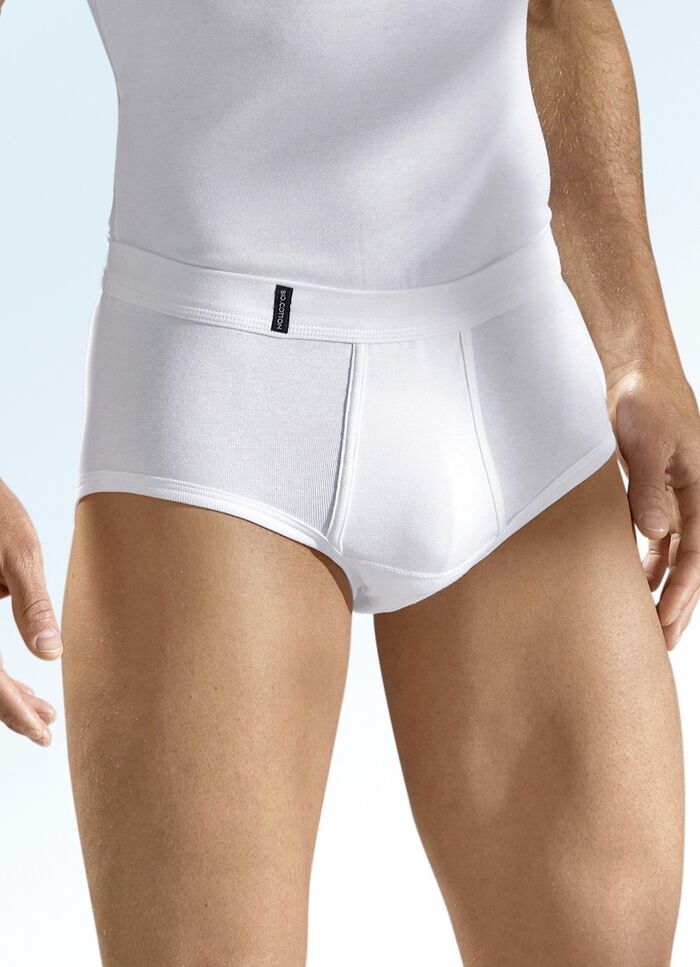 Dreierpack Slips aus Feinripp mit Eingriff, wei&szlig;, Bio-Baumwolle 