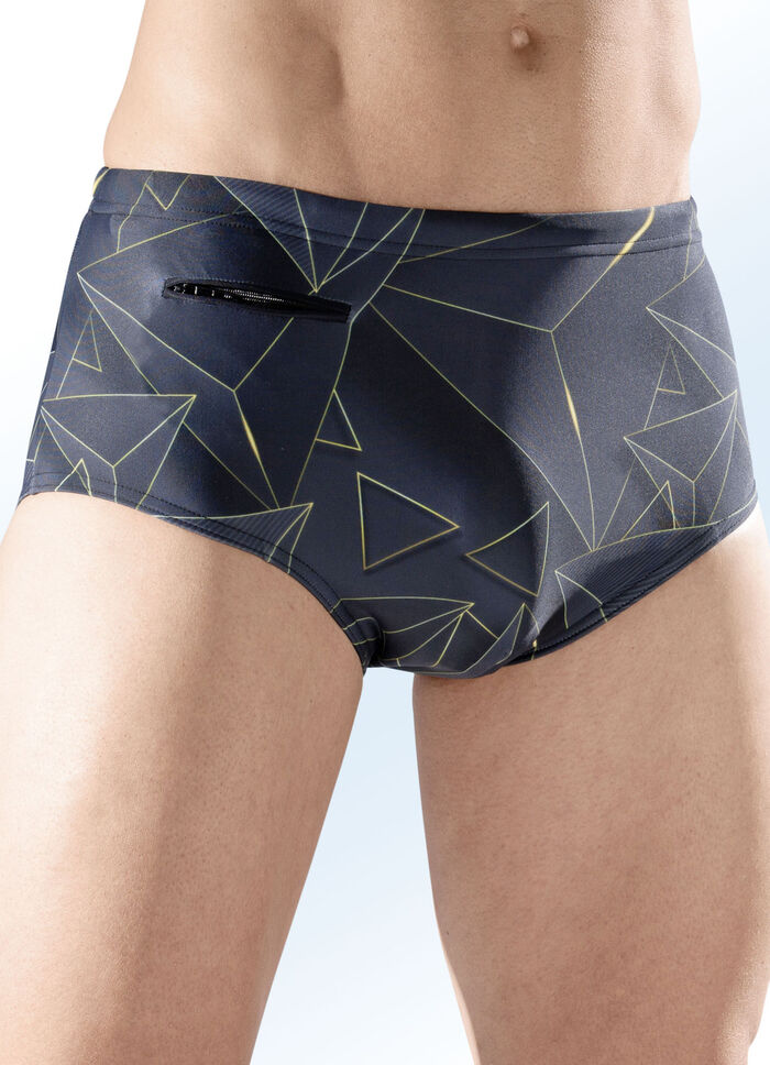 Badehose in h&ouml;herer Slipform mit Reissverschlusstasche 