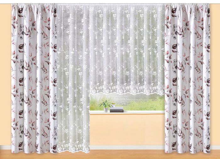 Blumenfenster-Vorhang Blumenranke mit Universalschienenband 