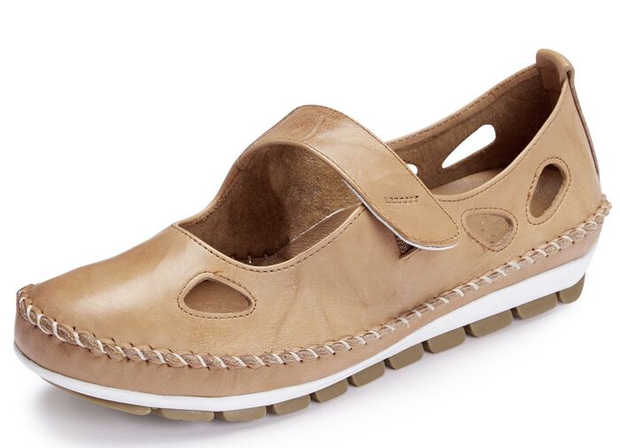 Gemini Mokassin-Slipper mit Lederspange CAMEL