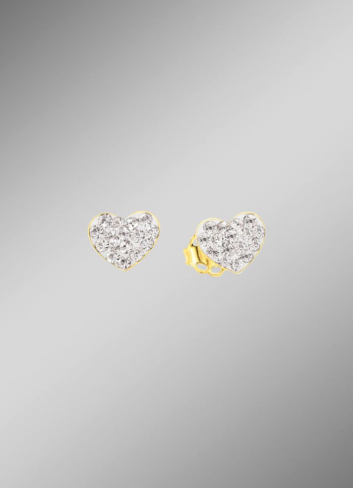 Herz-Ohrstecker mit Kristallen 
