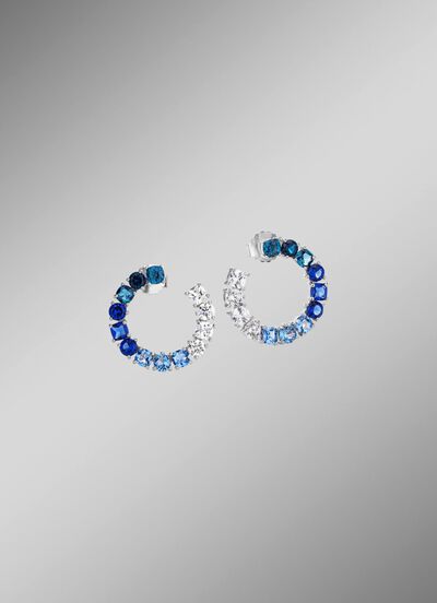 Ohrstecker mit synth. Zirkonia in Weiss und Blaut&ouml;nen 