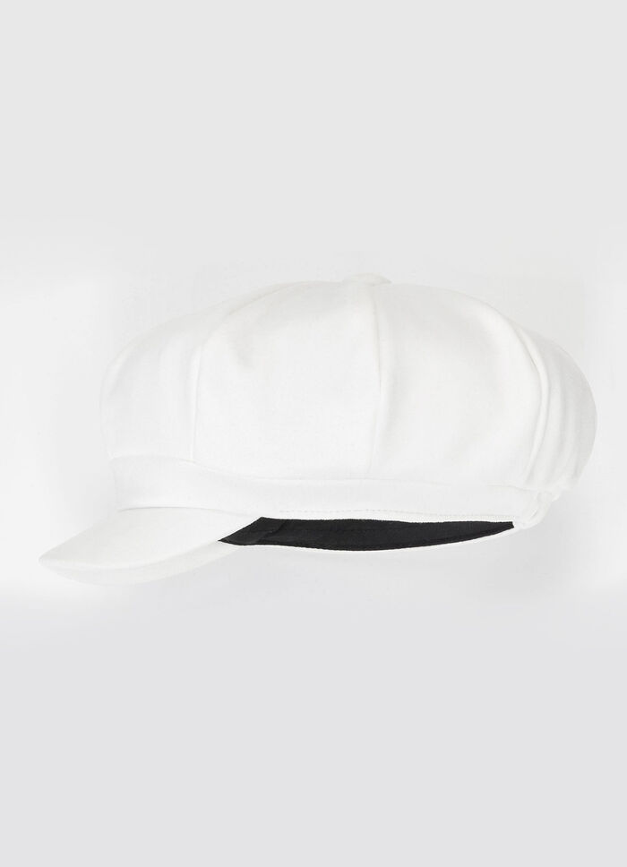 Elegante Damen-Ballonmütze, mit rückwärtigem Elastikeinsatz WEISS