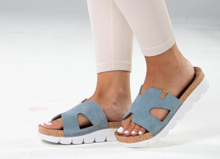 ELENA EDEN, sommerliche Damen-Pantoletten, aus Leder 