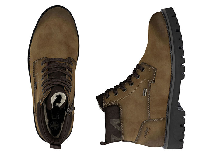 Rieker, gefütterte Herren-Boots, Winterschuhe, Weite H, mit Reissverschluss COGNAC