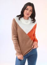 Pullover in superflauschiger Qualit&auml;t CAMEL-ORANGE-WOLLWEISS