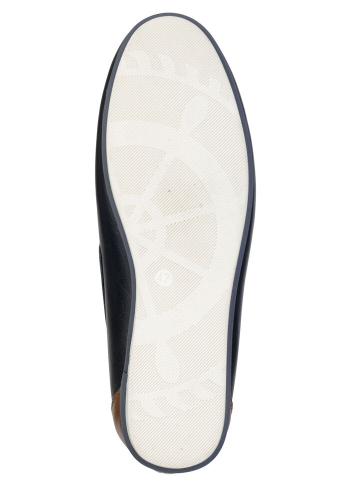 GINO GALANTE, klassische Herren-Slipper, mit Lederdurchzügen MARINE-COGNAC