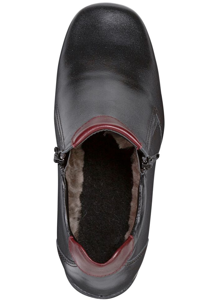 ELENA EDEN, gef&uuml;tterte Damen-Boots, Winterschuhe, Weite H, mit Lammfell SCHWARZ-BORDEAUX