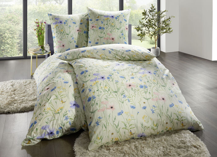 Beidseitig bedruckte Bettwäsche-Garnitur mit Reißverschluss GRÜN