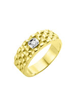Massiver Herrenring in Bicolor mit Brillant 