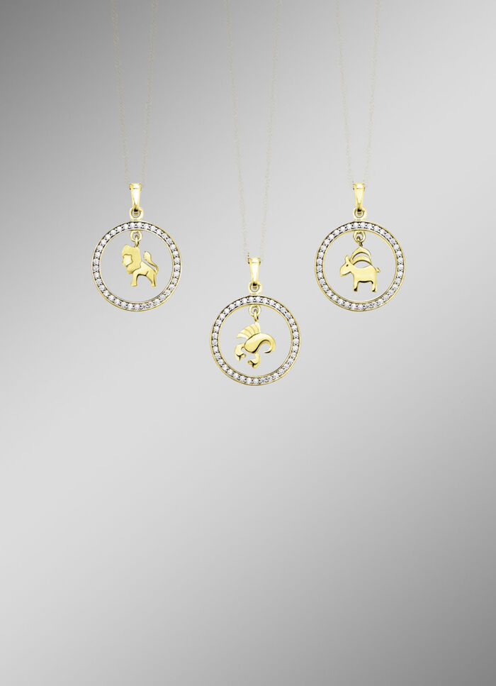 Sternzeichen-Anhänger aus Gold mit Zirkonia 