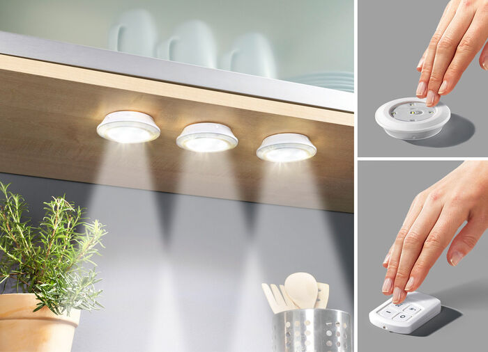 LED-Lampen-Set, 3-teilig mit Fernbedienung