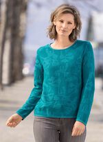 Pullover mit plastischem Floraldessin PETROL